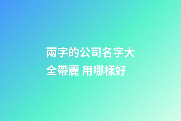 兩字的公司名字大全帶麗 用哪樣好-第1張-公司起名-玄機派
